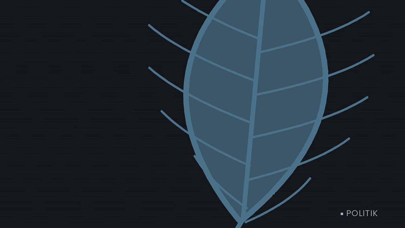 Symbolgrafik: ein gezeichnetes Blatt als Zeichen für Umwelt und Klima.