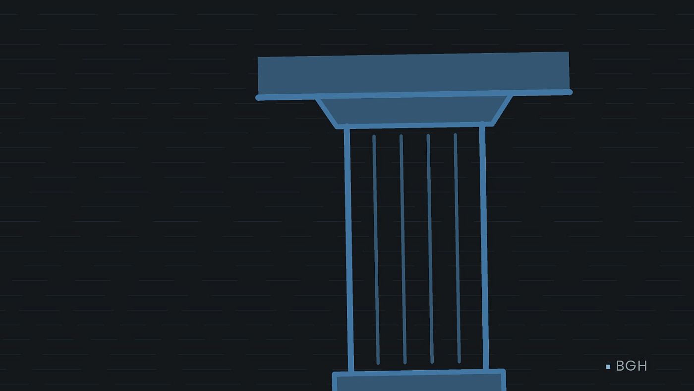 Symbolgrafik: eine stilisierte Gerichtssäule mit Giebel.