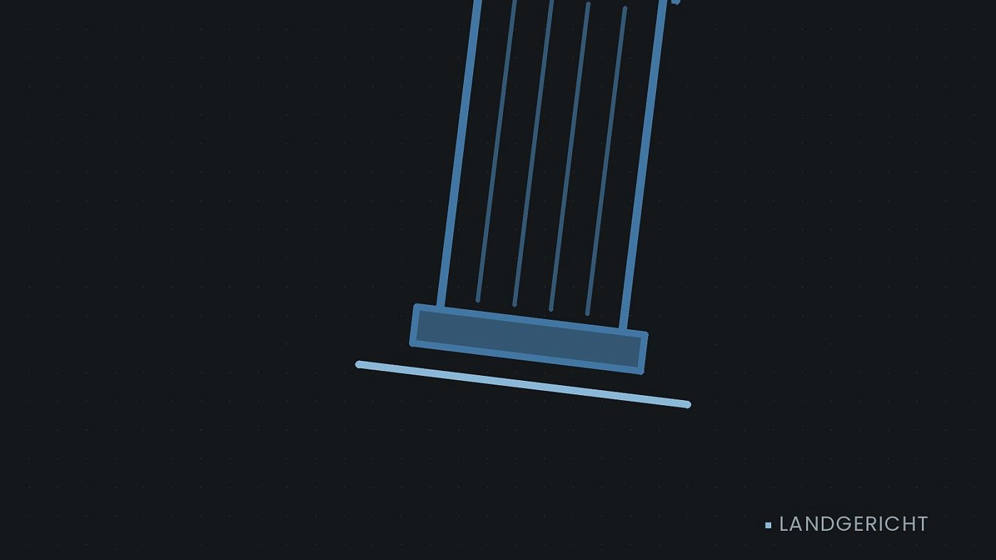 Symbolgrafik: eine stilisierte Gerichtssäule mit Giebel.