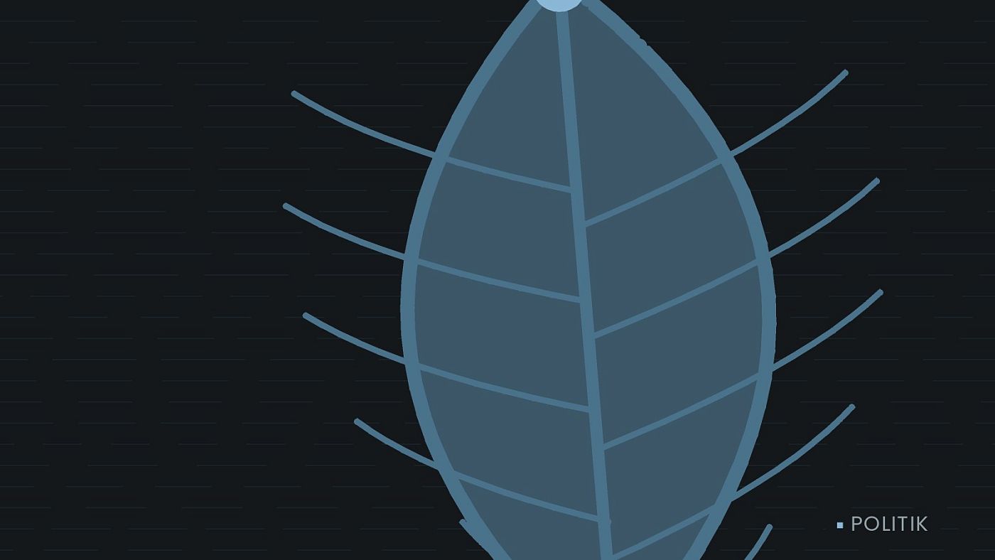 Symbolgrafik: ein gezeichnetes Blatt als Zeichen für Umwelt und Klima.