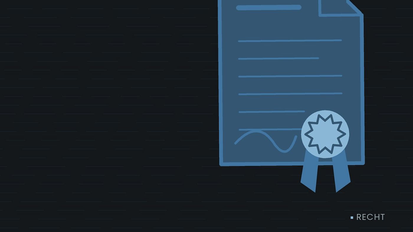 Symbolgrafik: eine gezeichnete Urkunde mit Siegel als Zeichen für eine Entscheidung.