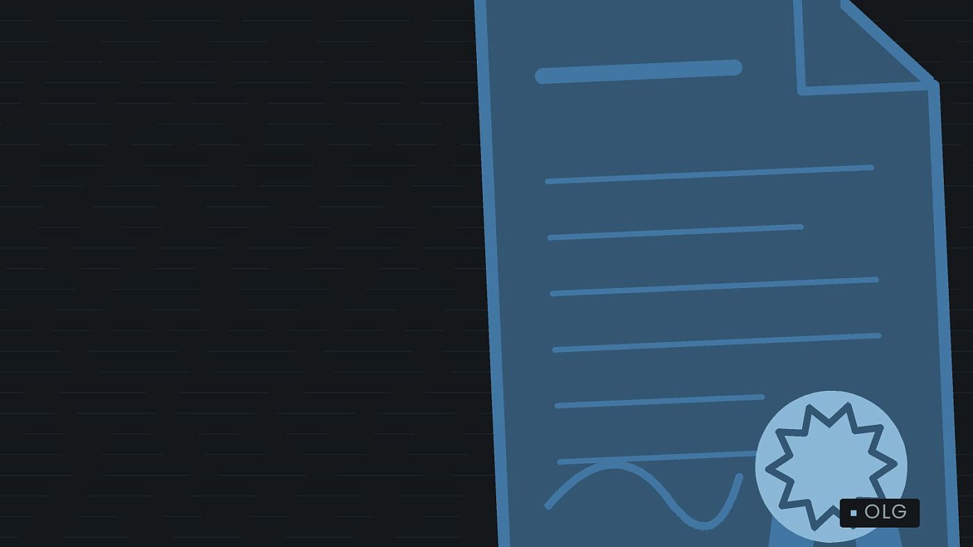 Symbolgrafik: eine gezeichnete Urkunde mit Siegel als Zeichen für eine Entscheidung.