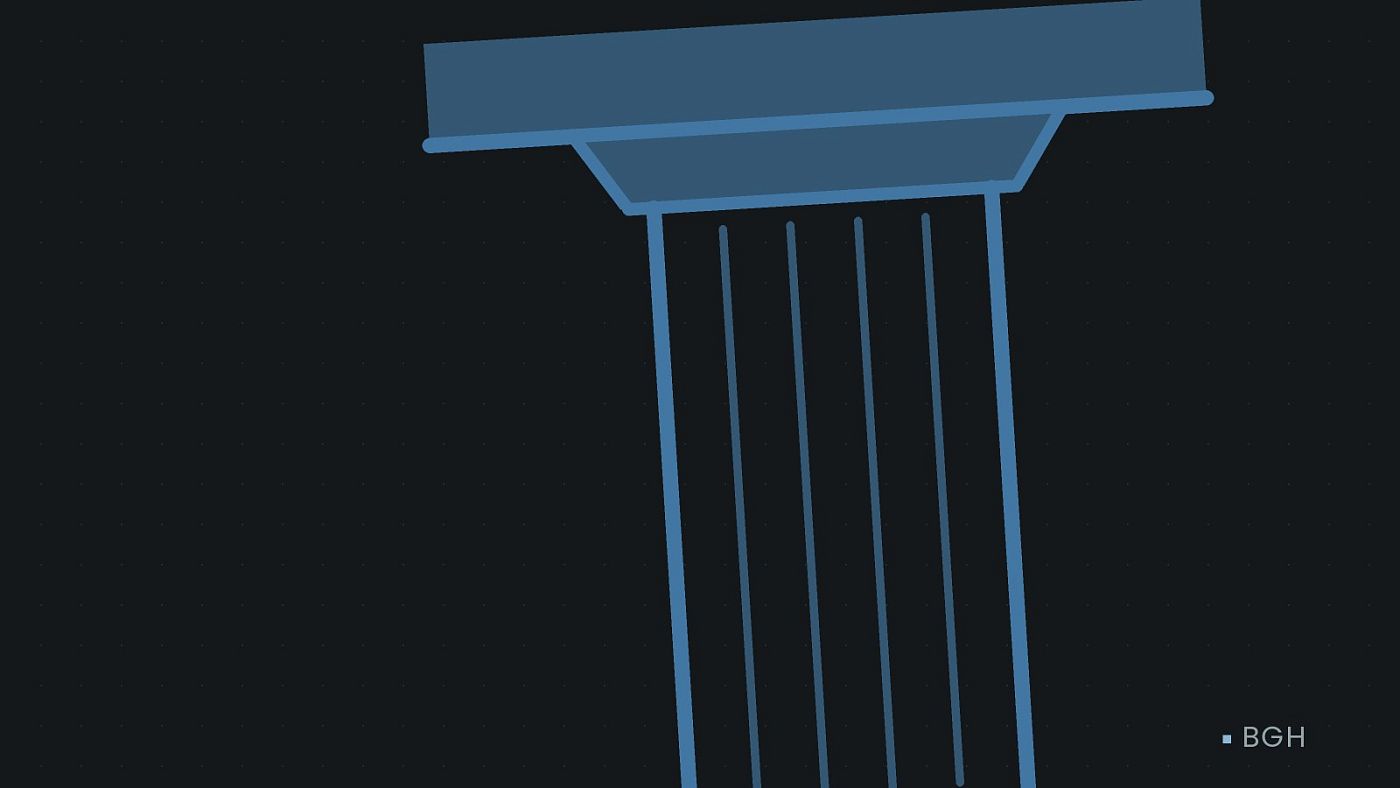 Symbolgrafik: eine stilisierte Gerichtssäule mit Giebel.