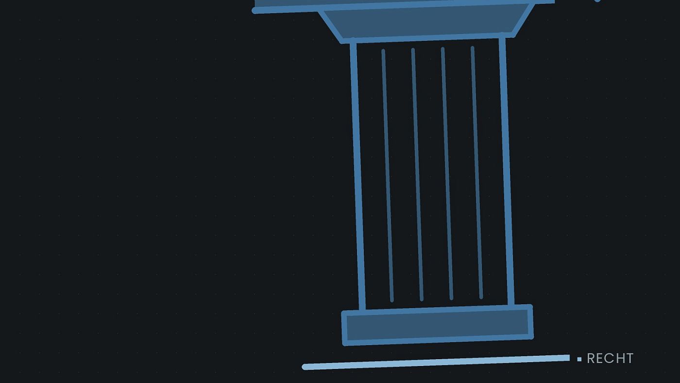 Symbolgrafik: eine stilisierte Gerichtssäule mit Giebel.