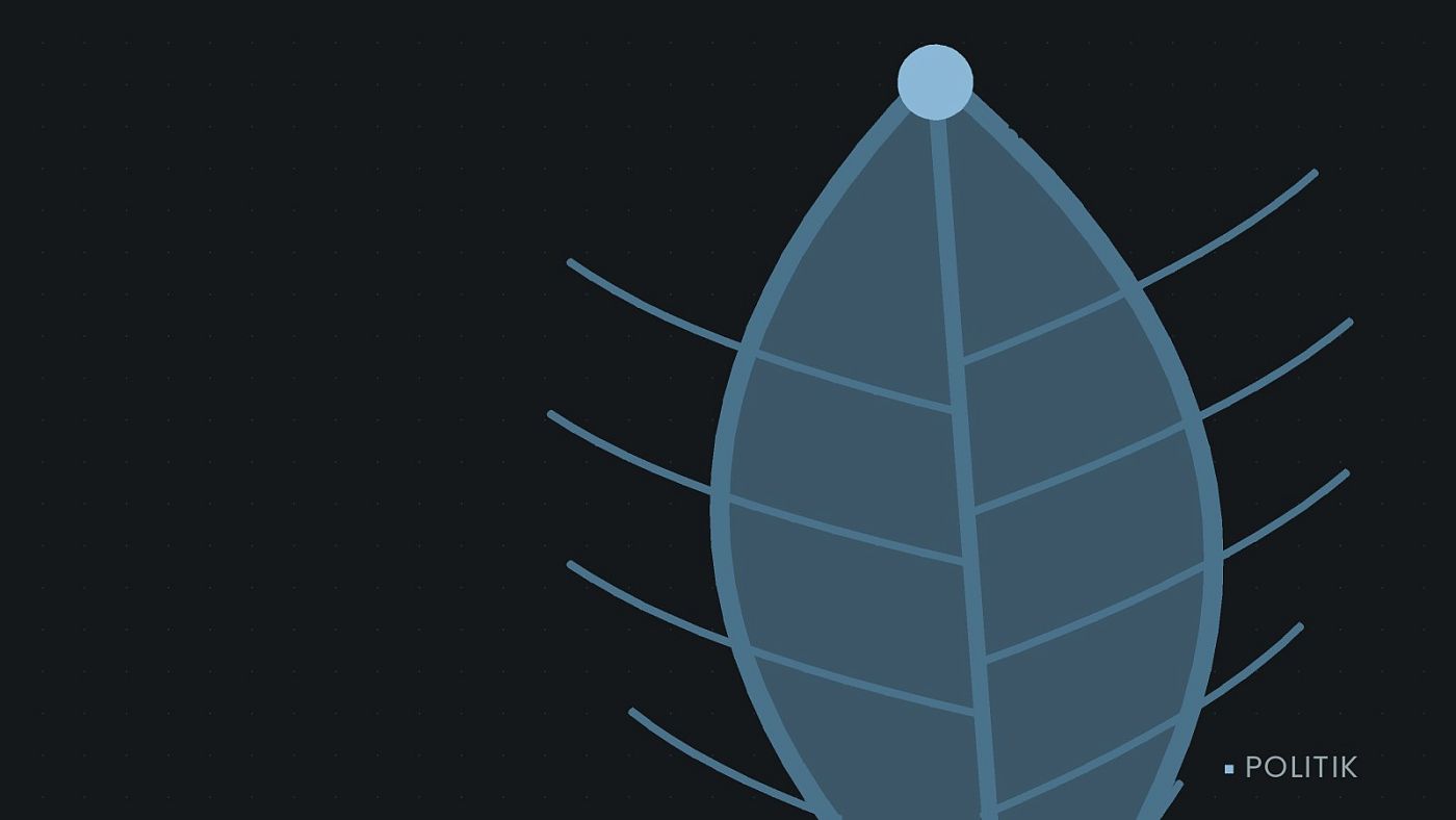 Symbolgrafik: ein gezeichnetes Blatt als Zeichen für Umwelt und Klima.