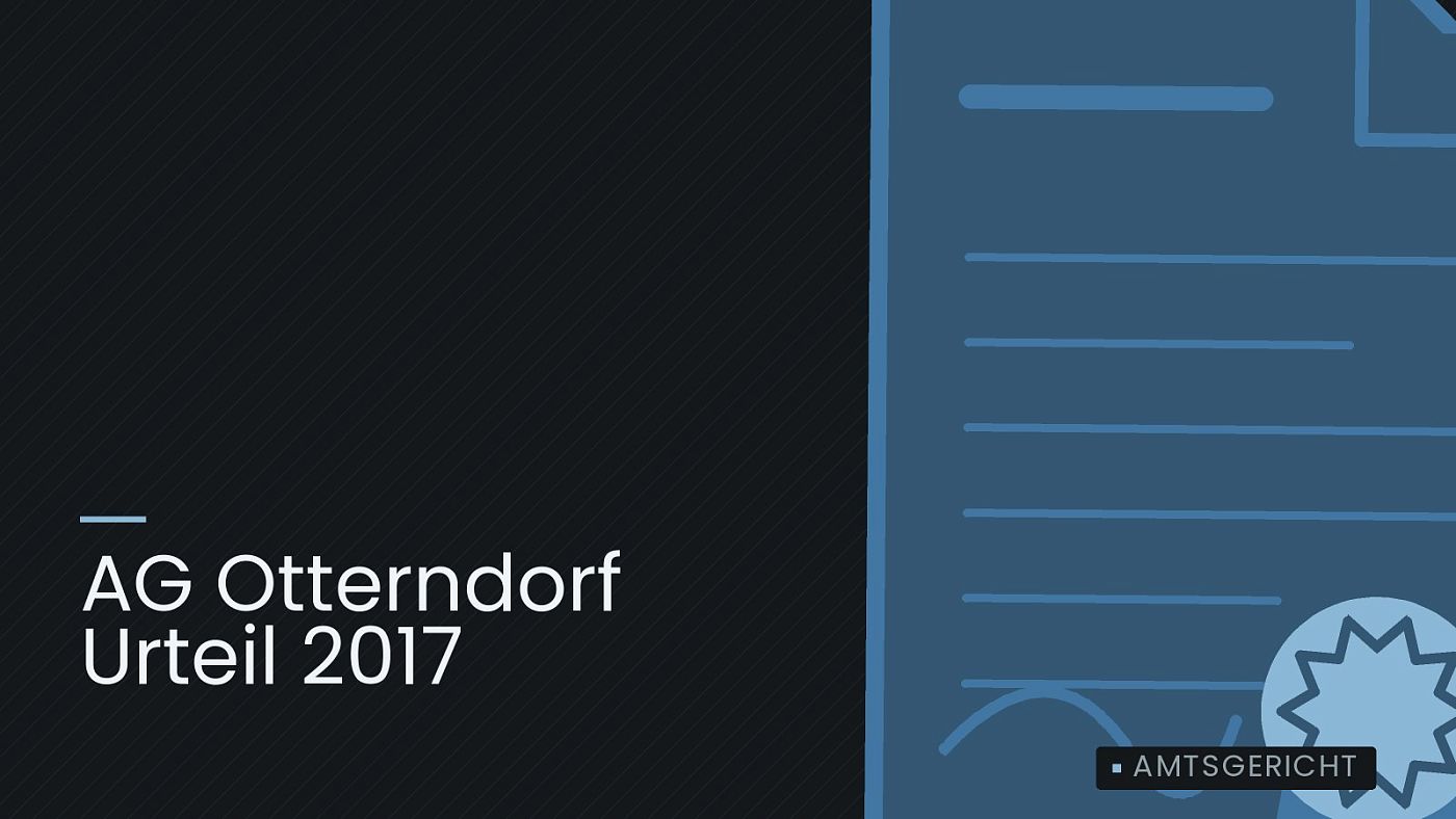 Symbolgrafik: eine gezeichnete Urkunde mit Siegel als Zeichen für eine Entscheidung, beschriftet mit „AG Otterndorf Urteil 2017“.